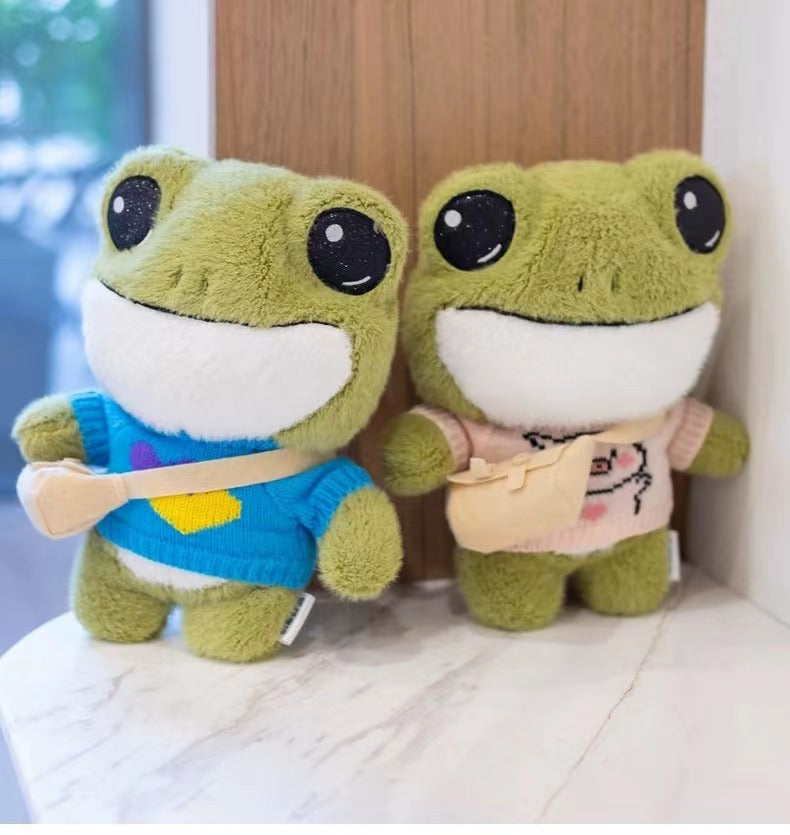 Cute Frog With Sweater Backpack Stuffed Animal Plush Toy