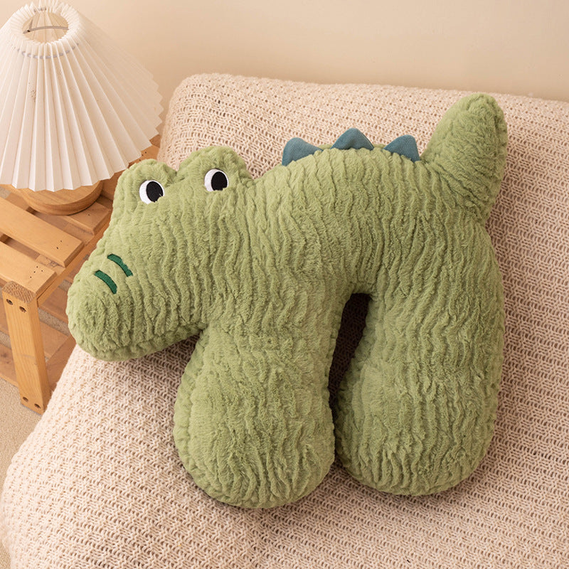 green crocodile plush animal U-shaped pillow has a unique and eye-catching appearance, Comfortable and soft, suitable for various scenes