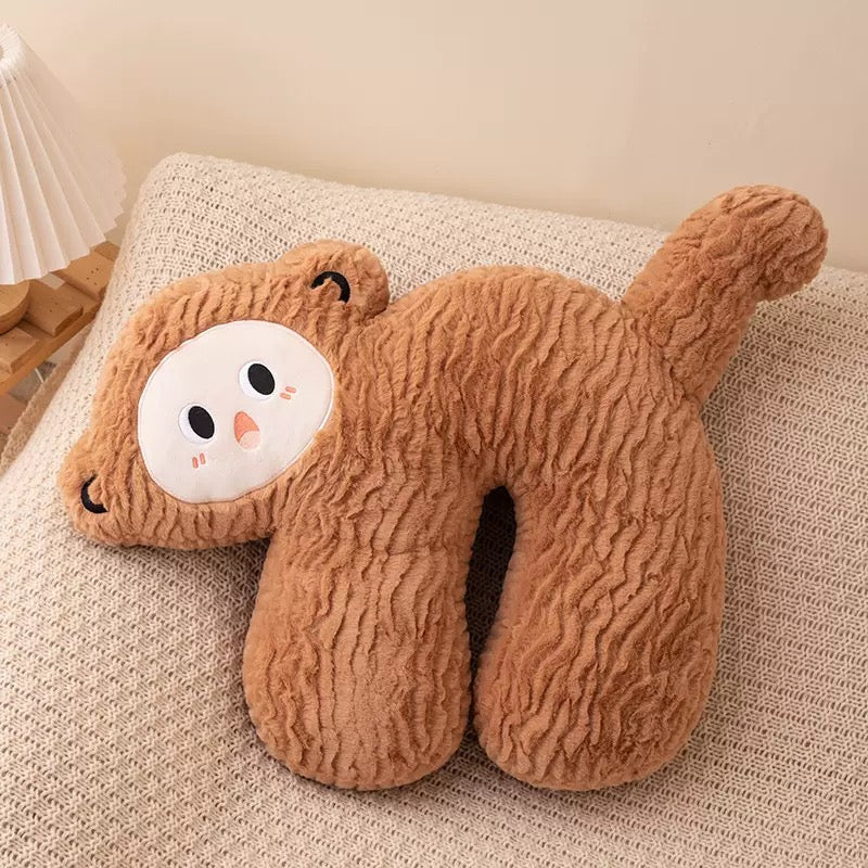 brown monkey plush animal U-shaped pillow has a unique and eye-catching appearance, Comfortable and soft, suitable for various scenes