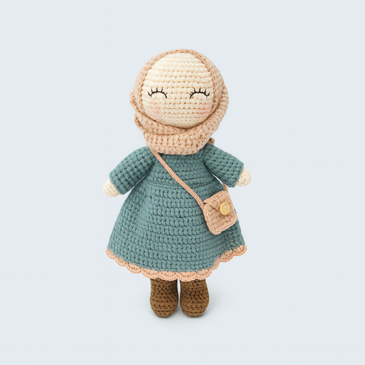 Finished Hand-knitted Muslim Doll Plush Toy Light Green