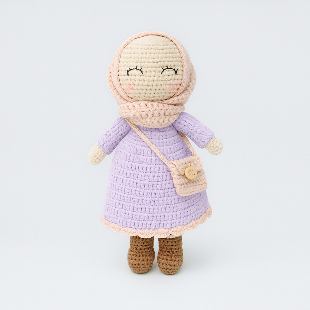 Finished Hand-knitted Muslim Doll Plush Toy Purple