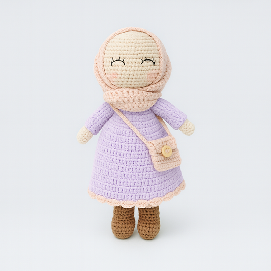 Finished Hand-knitted Muslim Doll Plush Toy Purple