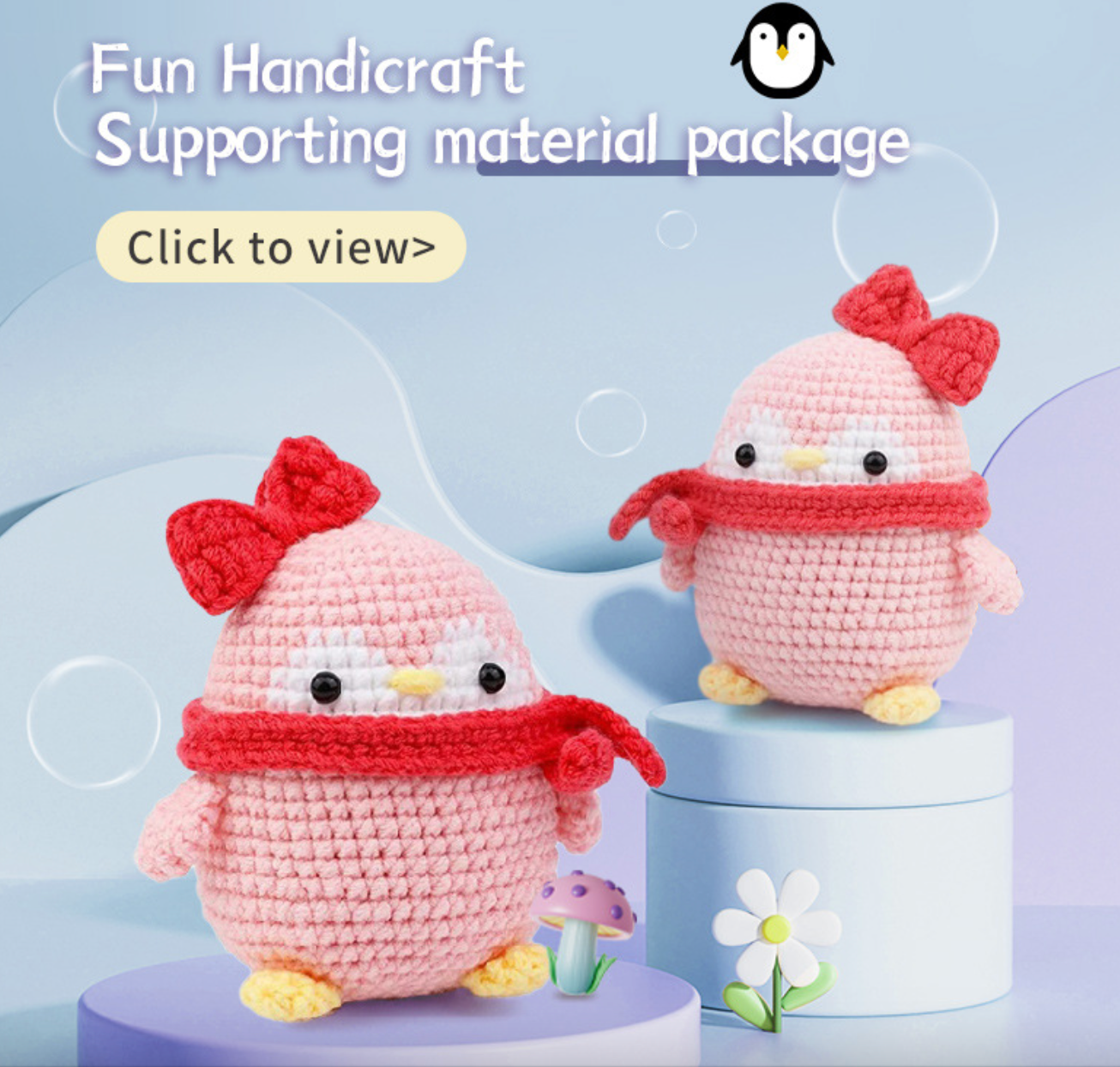 DIY Pink Penguin Doll Crochet Kit