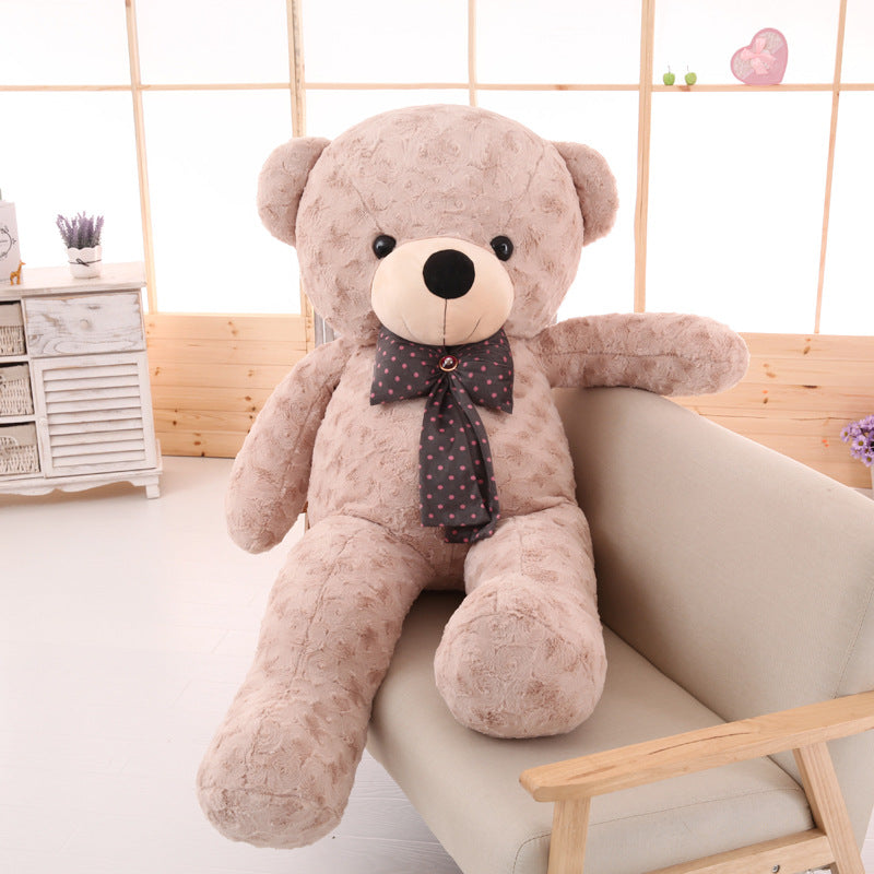 This large teddy bear plush toy is made from high-quality, soft velvet and filled with plush PP cotton to provide gentle comfort. Featuring a charming polka dot bow tie, it’s perfect as a cozy sleeping pillow or a thoughtful birthday gift for girls.