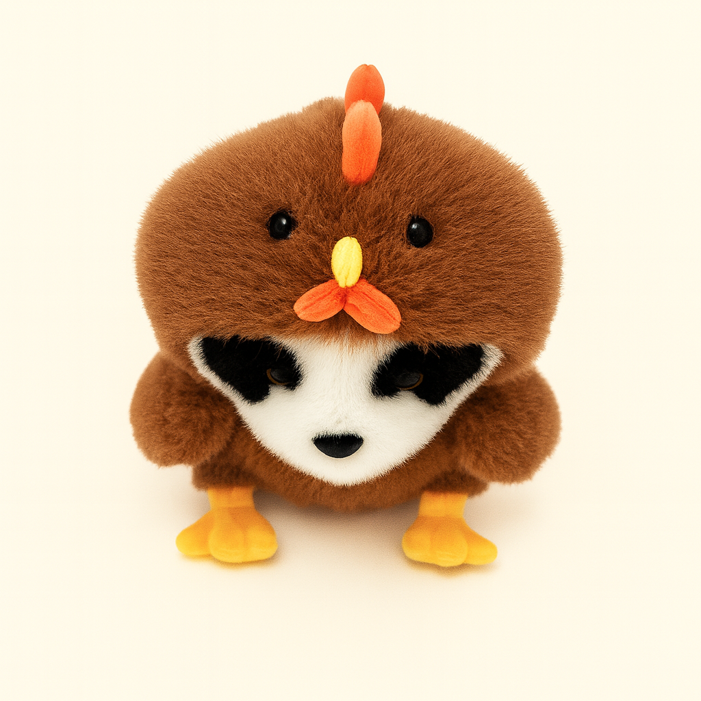 Panda Plush Toy Doll Chinese Zodiac Rooster Costume Style