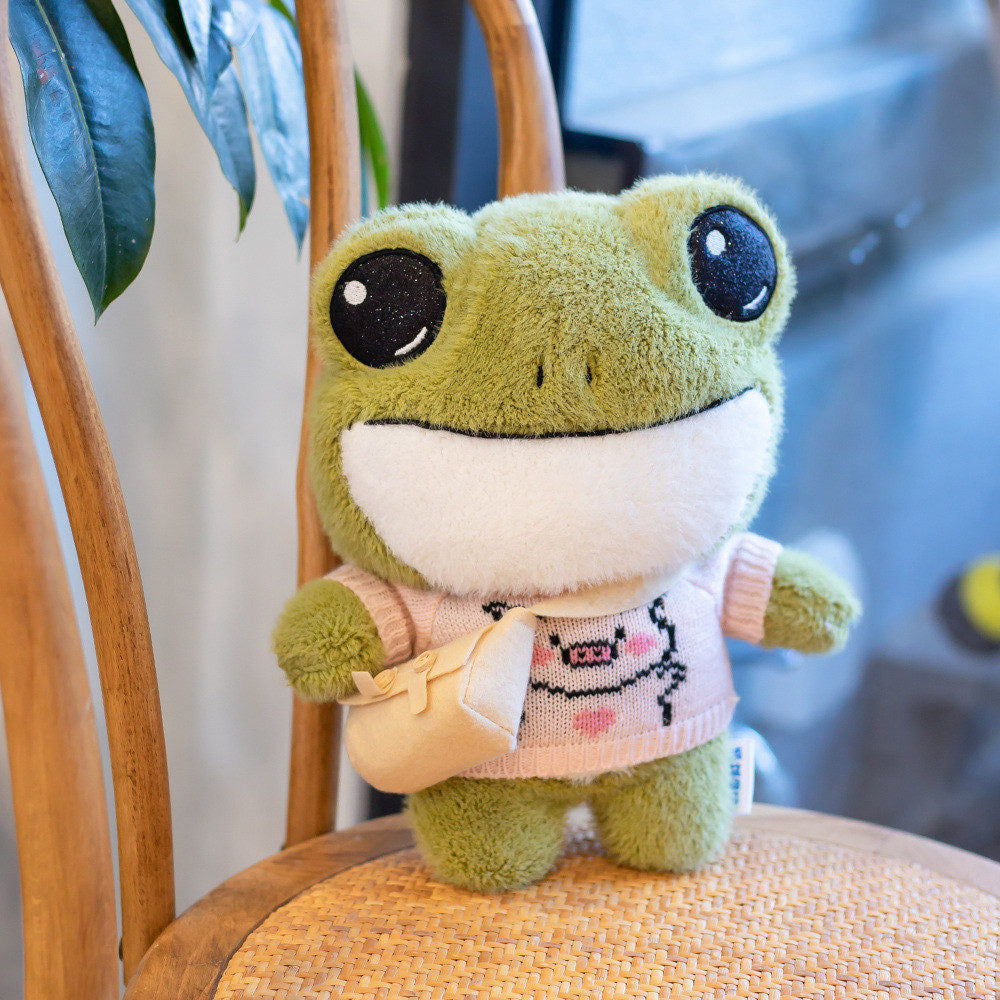 Cute Frog With Sweater Backpack Stuffed Animal Plush Toy