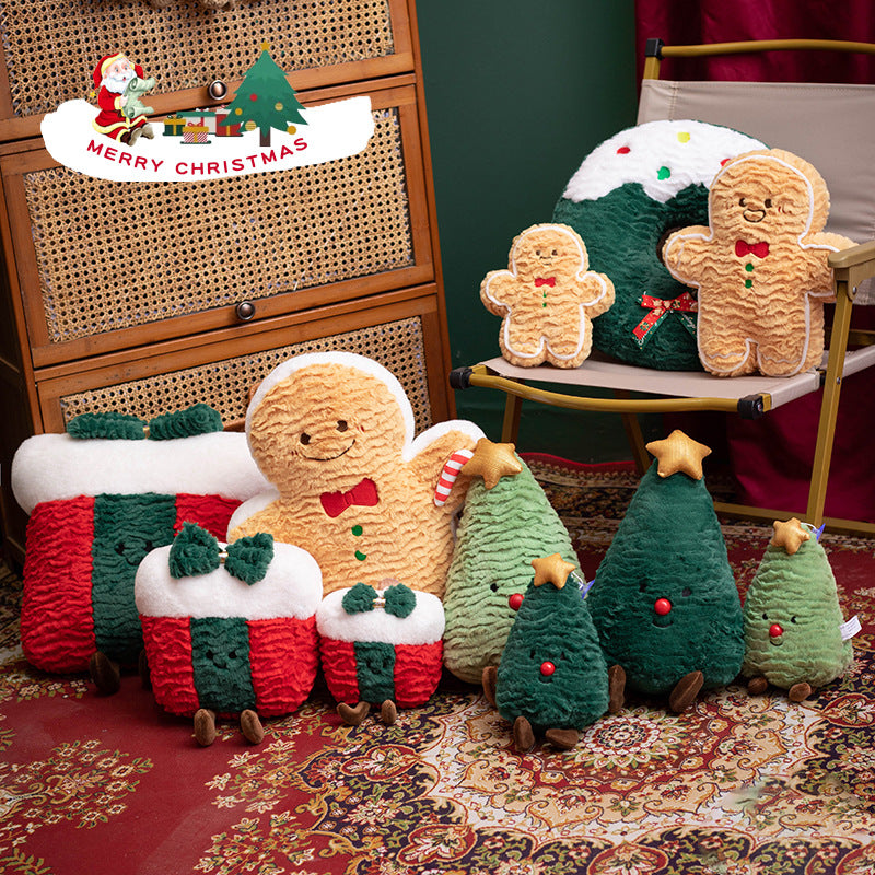 Christmas creative plush toys, all in one purchase! We have classic gingerbread men, cute Christmas trees, tempting donuts, and a gift box that you can't miss, adding to the festive atmosphere