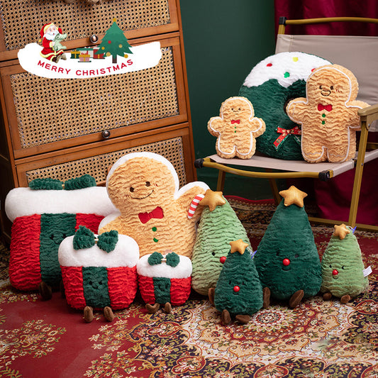 Christmas creative plush toys, all in one purchase! We have classic gingerbread men, cute Christmas trees, tempting donuts, and a gift box that you can't miss, adding to the festive atmosphere