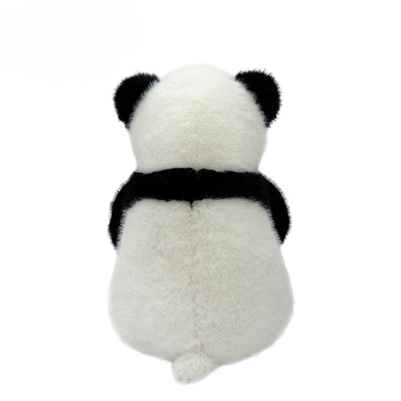 Lifelike giant panda plush toy, classic black and white color scheme, cute sitting posture