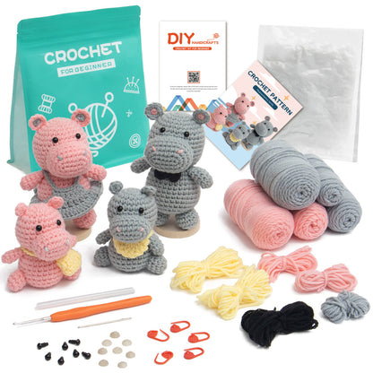 DIY Hippo Family Crochet Kit