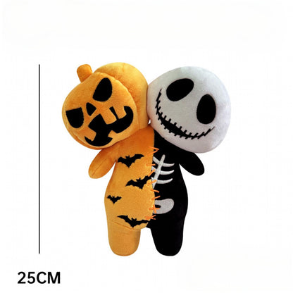 Halloween horror plush toys that glow at night - pumpkin skull doll and ghost bat doll.Two-in-one horror matching design, full of creativity, perfectly fits the Halloween theme.