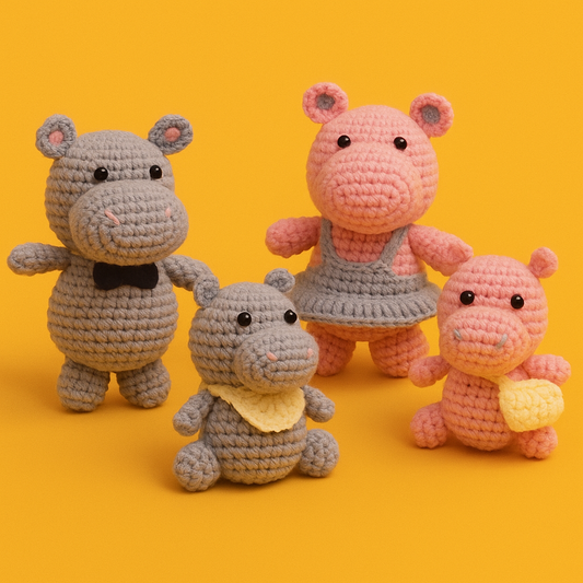 DIY Hippo Family Crochet Kit