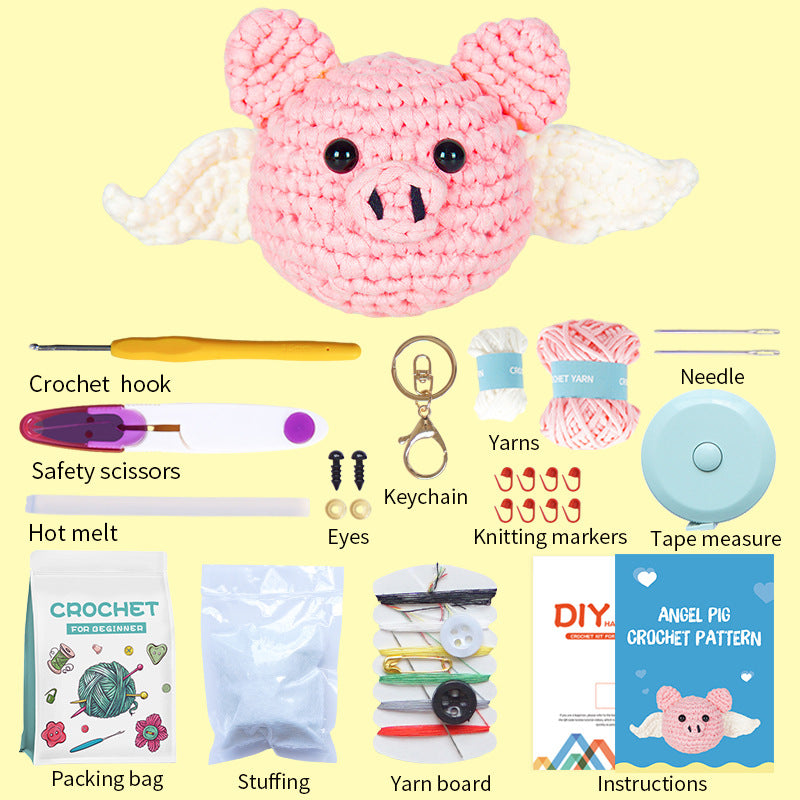 DIY Angel Pig Pendant Doll Crochet Kit