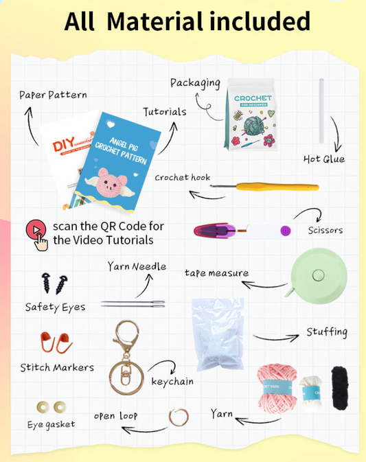 DIY Angel Pig Pendant Doll Crochet Kit