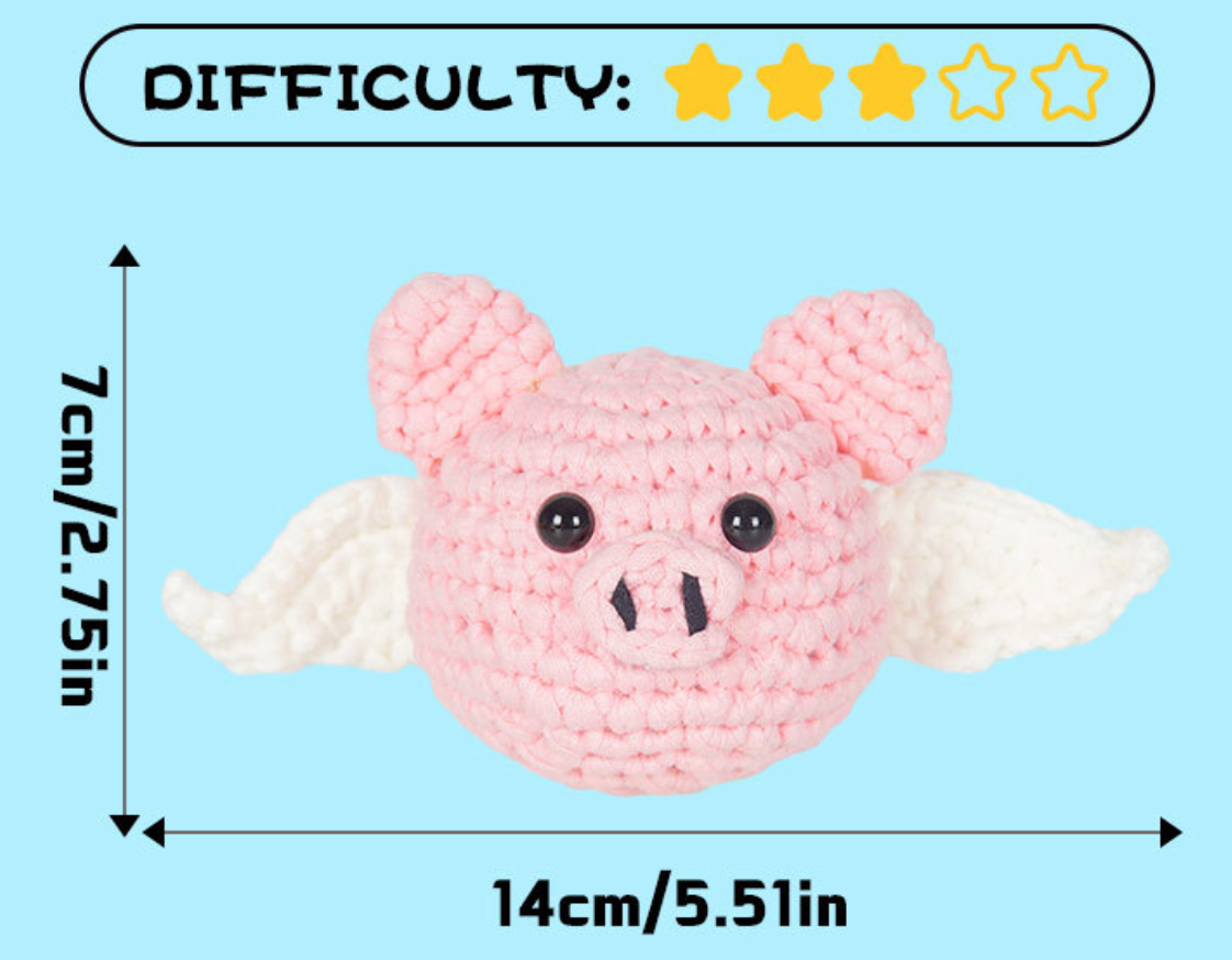 DIY Angel Pig Pendant Doll Crochet Kit