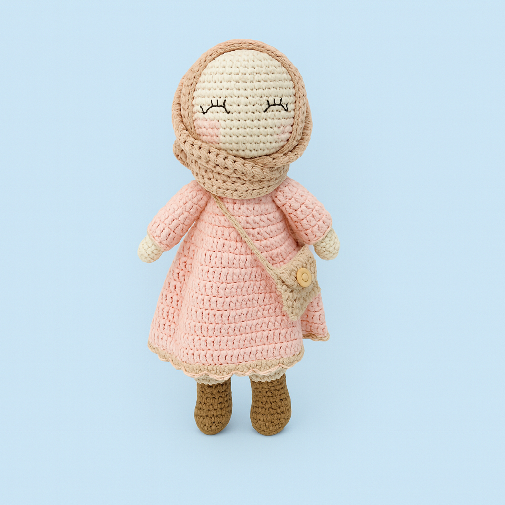 Finished Hand-knitted Muslim Doll Plush Toy Pink