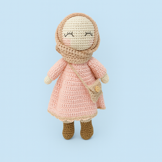 Finished Hand-knitted Muslim Doll Plush Toy Pink