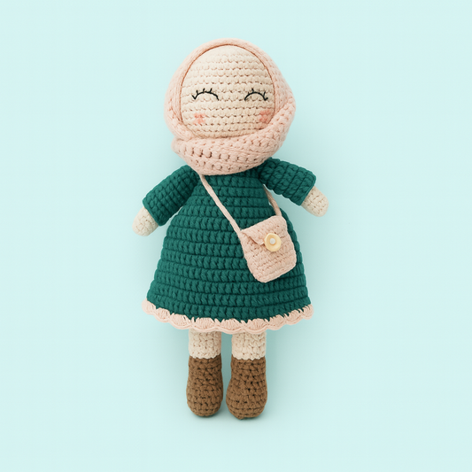 Finished Hand-knitted Muslim Doll Plush Toy Dark Green