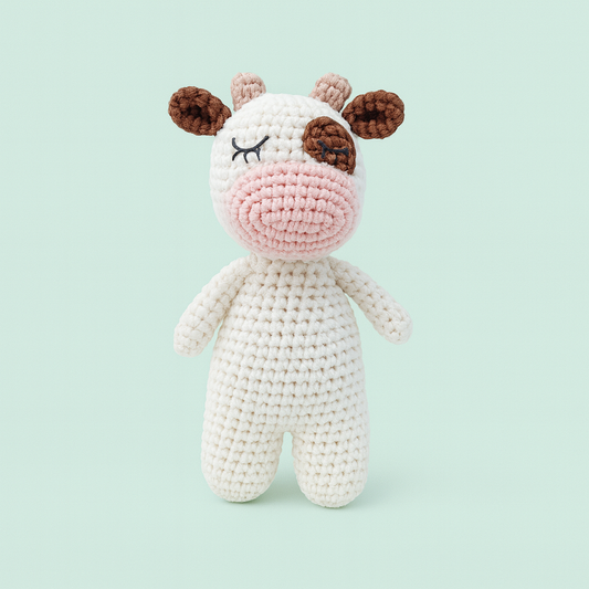 Finished Hand-knitted Cow Plush Toy Doll