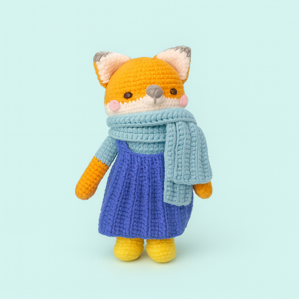 Finished Handmade Crochet Fox Plush Toy Doll
