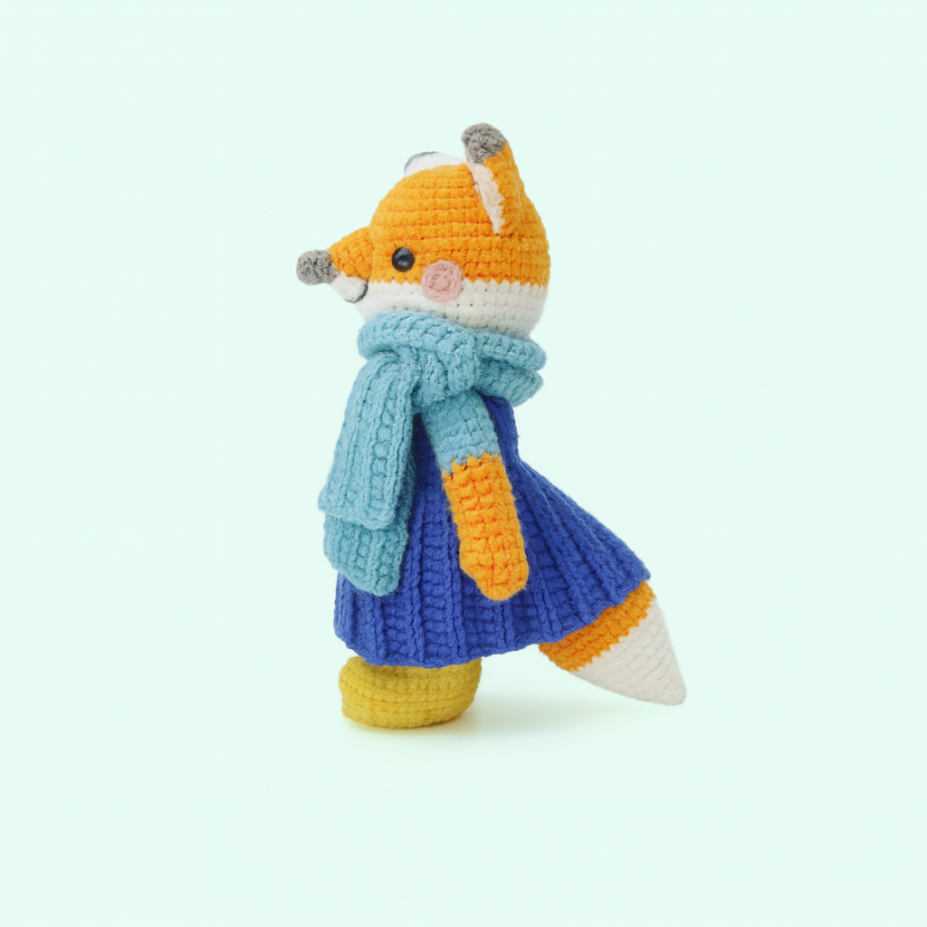 Finished Handmade Crochet Fox Plush Toy Doll