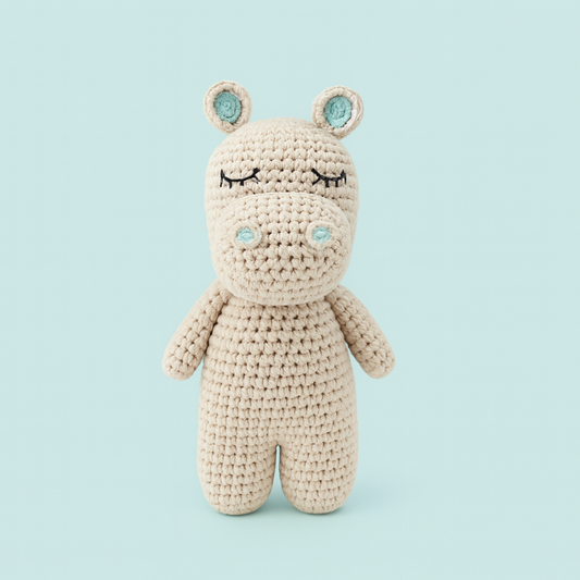 Finished Hand-knitted Hippo Plush Toy Doll