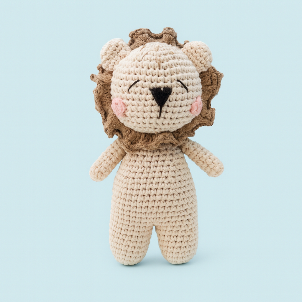 Finished Hand-knitted Blush Lion Plush Toy Doll