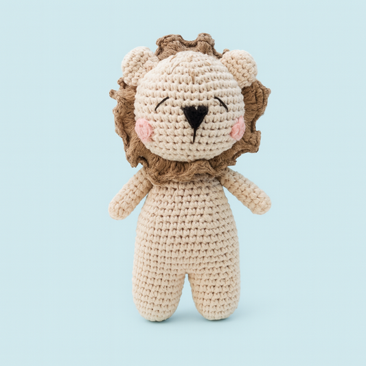 Finished Hand-knitted Blush Lion Plush Toy Doll