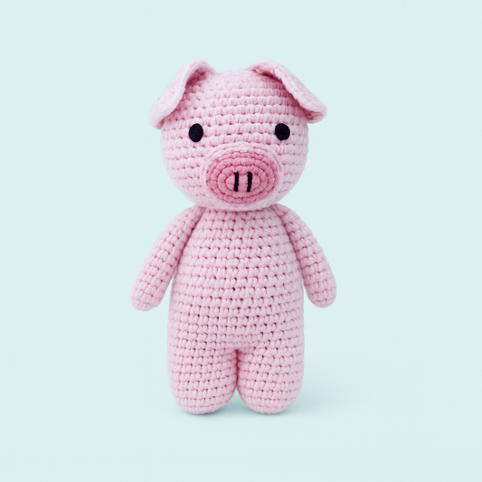 Finished Hand-knitted Pink Pig Plush Toy Doll
