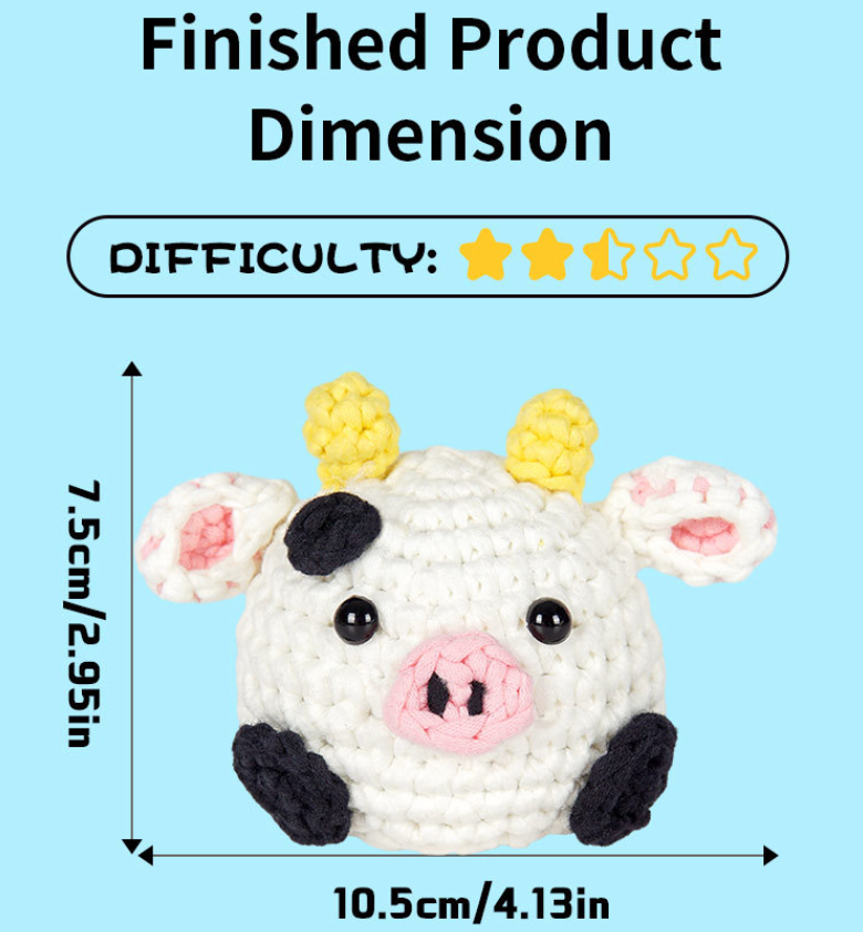 DIY Cow Doll Pendant Crochet Kit