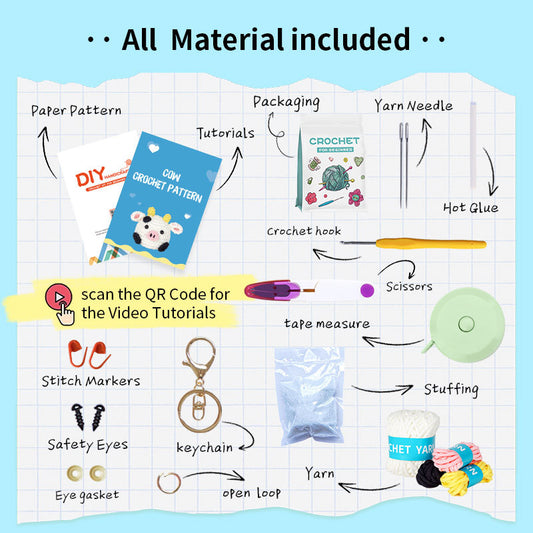 DIY Cow Doll Pendant Crochet Kit