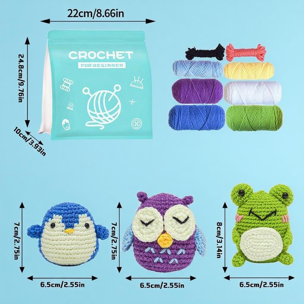 DIY Frog Penguin Owl Doll Crochet Combination Kit