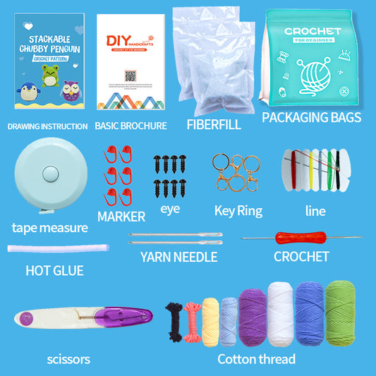 DIY Frog Penguin Owl Doll Crochet Combination Kit