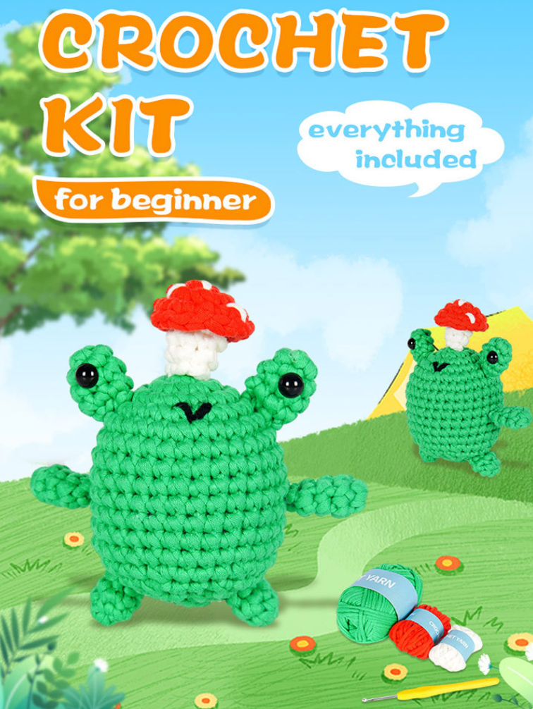 DIY Frog With Mushroom Doll Crochet Kit