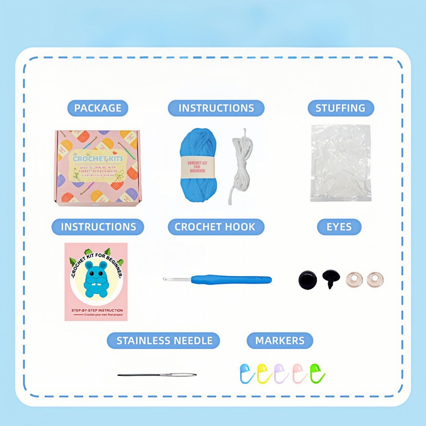 DIY Hippo Doll Crochet Kit