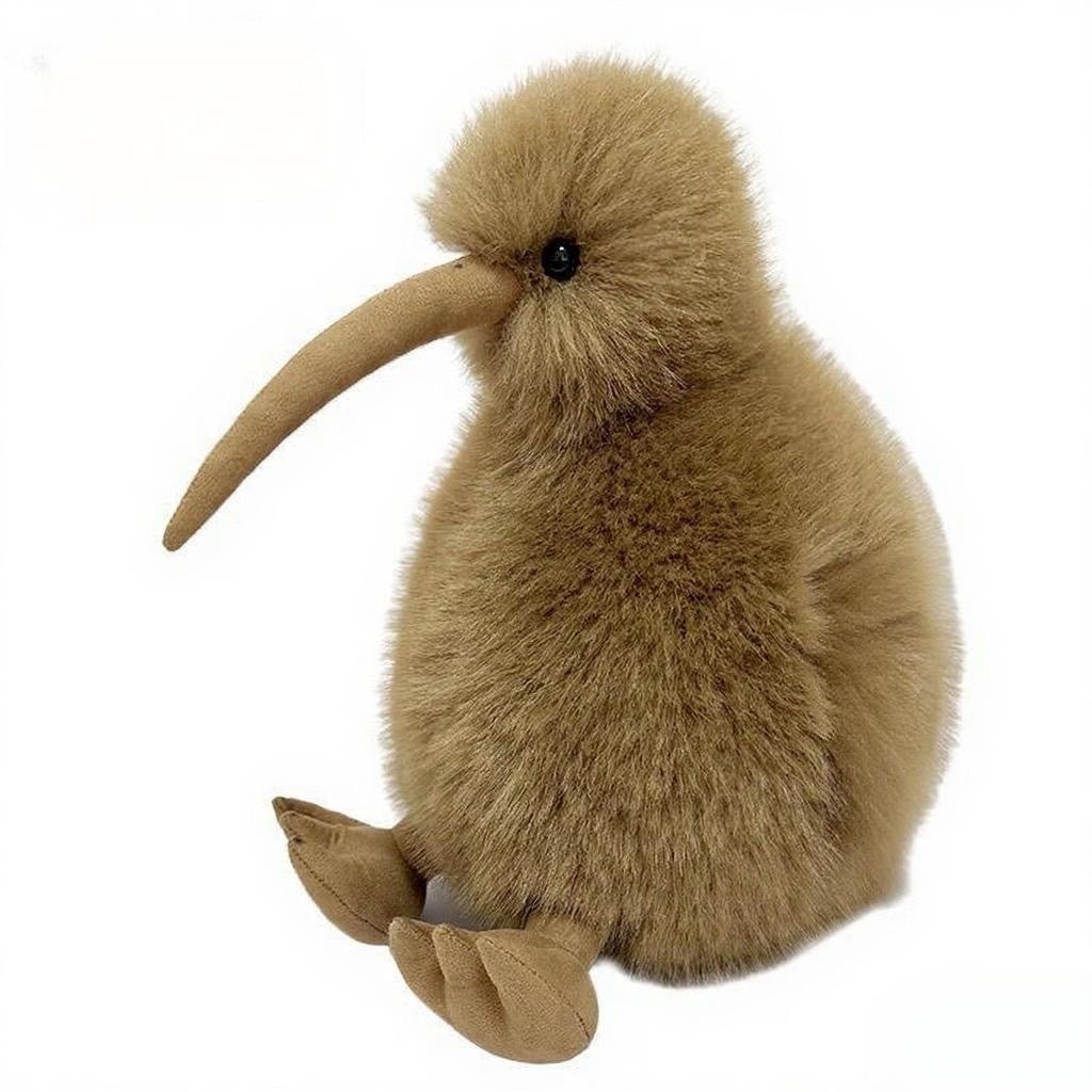The fluffy brown kiwi bird plush toy, with its fluffy feathers and round body, is a great gift for children to explore a new world