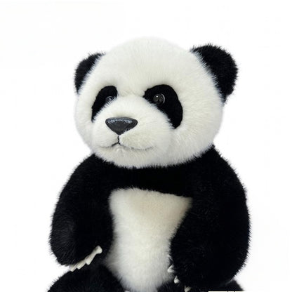 Lifelike giant panda plush toy, classic black and white color scheme, cute sitting posture