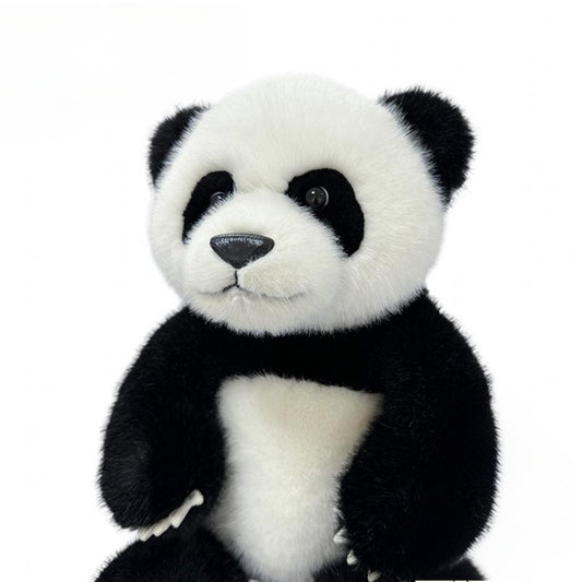 Lifelike giant panda plush toy, classic black and white color scheme, cute sitting posture