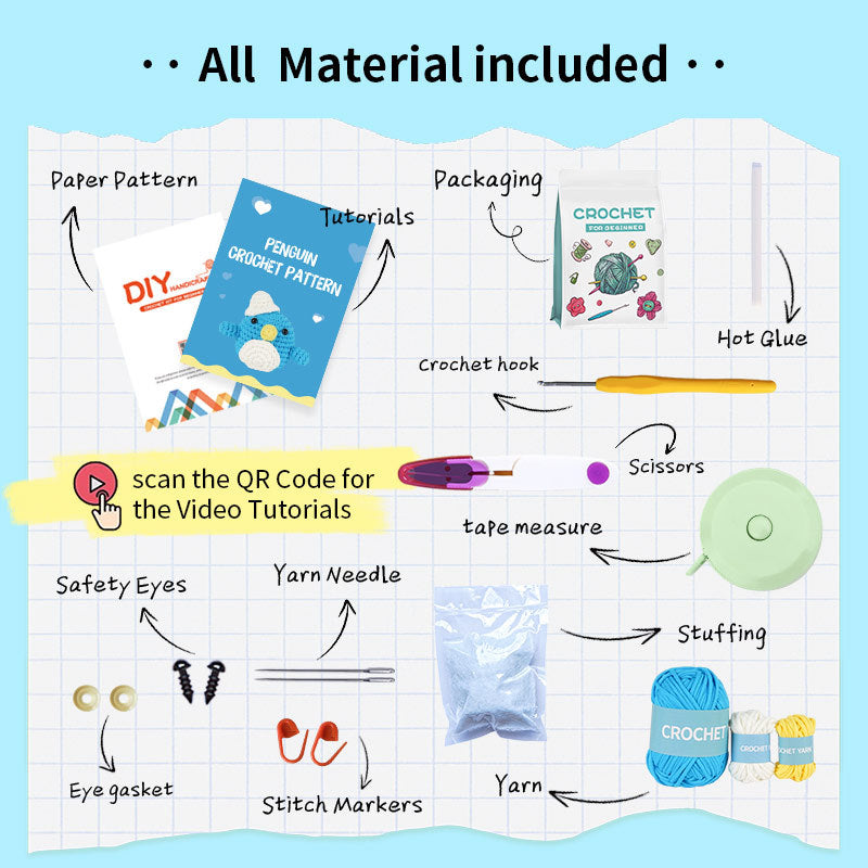 DIY Blue Penguin Doll Crochet Kit