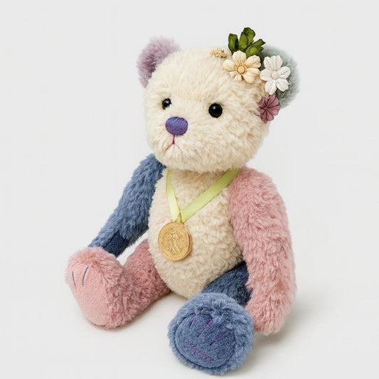 Cute Patchwork Color Bear Plush Toy Doll