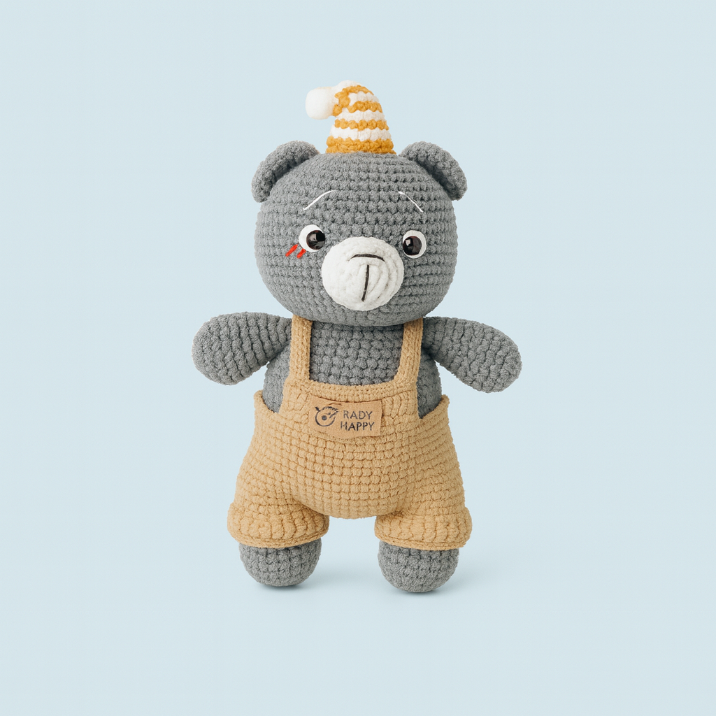 Finished Handmade Crochet Bear Plush Toy Doll