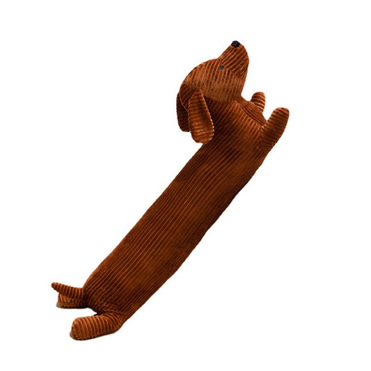 The brown dachshund plush toy has a long body, short legs, a reliable appearance, and corduroy material. You can always feel the warmth by touching the pillow at any time. It is the best choice for companionship and comfort.