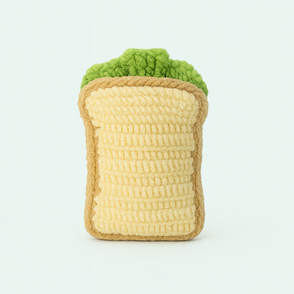 Finished Handmade Crochet Frog Toast Plush Toy Doll