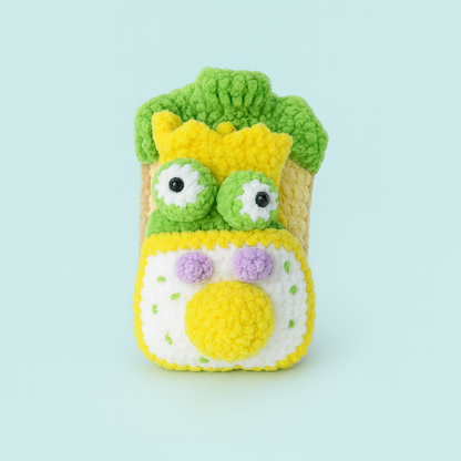 Finished Handmade Crochet Frog Toast Plush Toy Doll