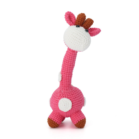 "Hand-crocheted giraffe doll" pink knitted woolen ornament, cute and decorative.It does not require glue, is made of pure cotton, feels soft, is safe and environmentally friendly, and is no problem for babies to bite.