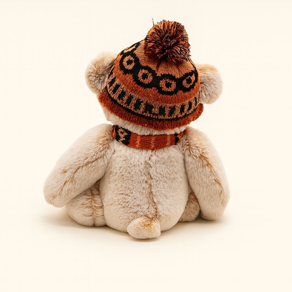 Teddy bear stuffed toy doll wearing a British style hat and scarf （14.9 in）