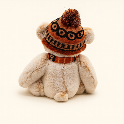Teddy bear stuffed toy doll wearing a British style hat and scarf （14.9 in）