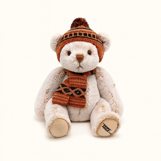 Teddy bear stuffed toy doll wearing a British style hat and scarf （14.9 in）