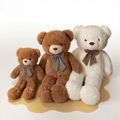 Adorable large teddy bear plush toy with stylish plaid collar - perfect cuddly gift. You can choose the size, warm companionship, and provide a full sense of security