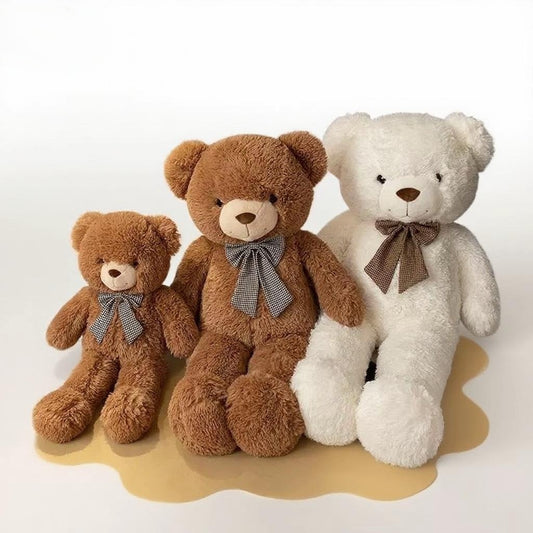 Adorable large teddy bear plush toy with stylish plaid collar - perfect cuddly gift. You can choose the size, warm companionship, and provide a full sense of security